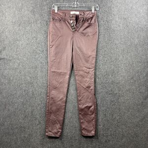 KanCan Wildest Dreams Jeans Women's 5/26 Burgundy Coated Skinny Button Fly